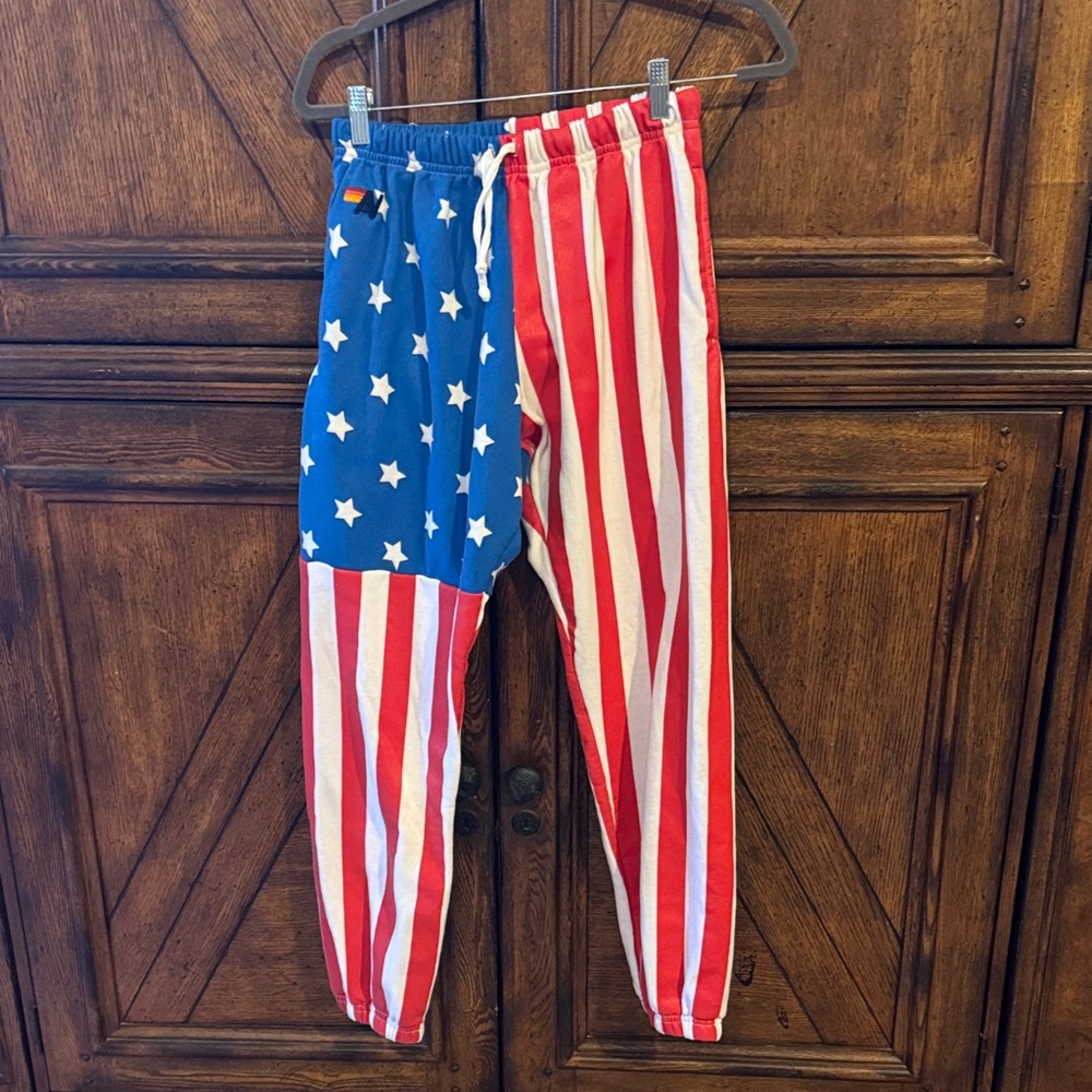 RARE—Aviator Nation American Flag Peace Warrior Sweatpants M
